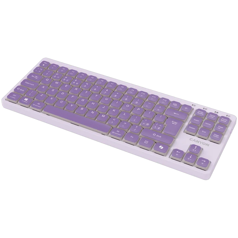 Клавиатура CANYON OnType 10 нископрофилна, механична, TKL, кабел, USB, лилава