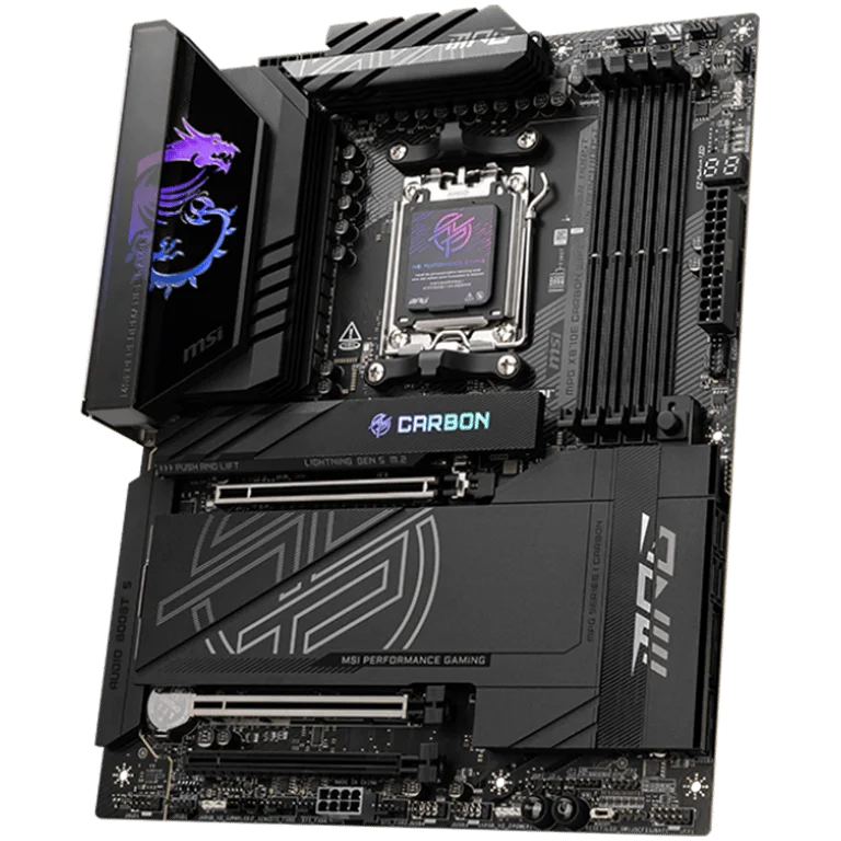 Дънна платка MSI MPG X870E CARBON WIFI ATX Socket AM5 DDR5 до 8400MHz Wi-Fi 7 Bluetooth 5.4 2.5G+5G LAN