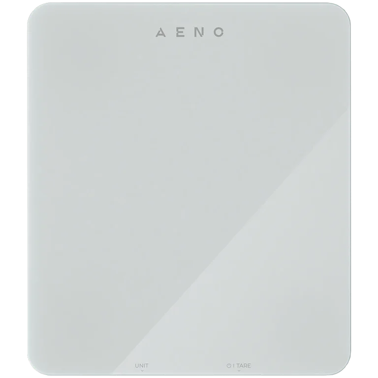 AENO Kitchen Scale KS1S Smart, Max load - 8 kg, Bluetooth, 10,000+ products & meals, 25 indicators analysis, Coffee mode, 6 unit conversion: kg, g, lb, fl, oz, ml, Material - glass