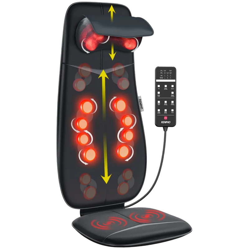 Масажираща седалка RENPHO – RF-BM076, шиану масаж, загряване до 45°C, вибрация, регулируема височина, черна