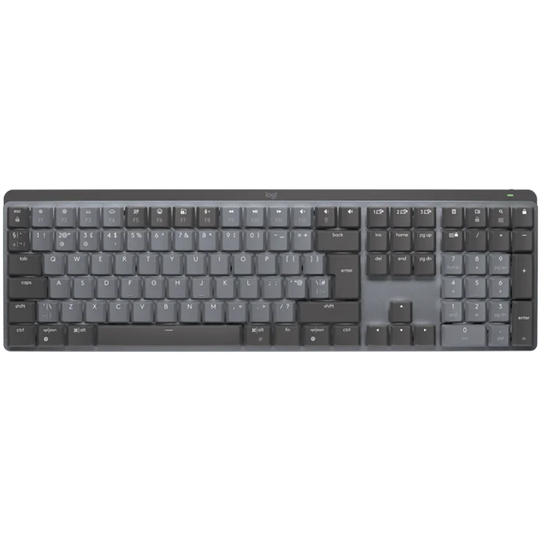 Клавиатура Logitech MX Mechanical безжична, осветена, Graphite, US International, тактилни суичове