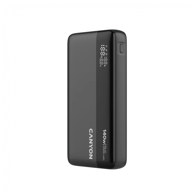 Външна батерия CANYON OnPower 240 PB-240 25000mAh 140W Power Delivery, три порта, дисплей, тъмно сив