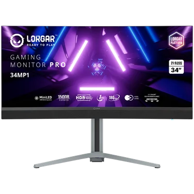 LORGAR 34MP1, UWQHD MiniLED Gaming Monitor Pro, 34'' (3440*1440) VA curved monitor, black/milky grey