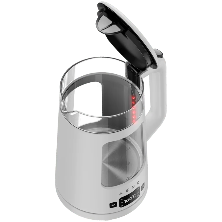 AENO Electric Kettle EK6: 1850-2200W, 2L, Strix, Square-shaped body, Transparent lid, High Resistant Glass, LED-Illumination, Auto Power Off, Dry tank Protection