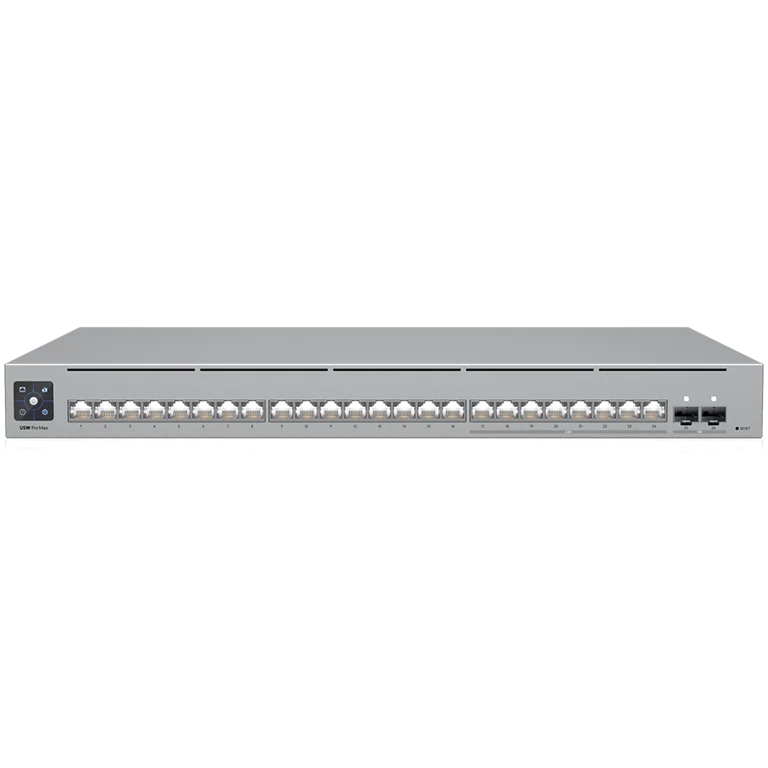 Суич UBIQUITI – UniFi Switch Pro Max 24 PoE, USW-Pro-Max-24-PoE-EU, 24x 2.5GbE RJ45, 2x 10G SFP+, 8 PoE+, 16 PoE++