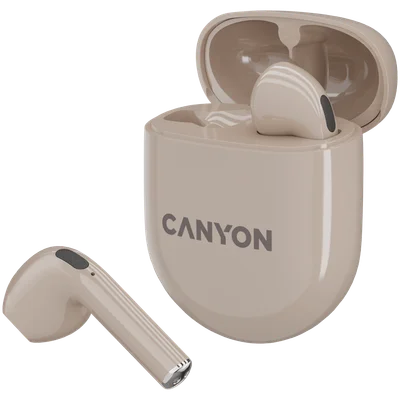 Безжични слушалки CANYON – TWS-6, бежов цвят, Bluetooth 5.3, до 21.6ч работа