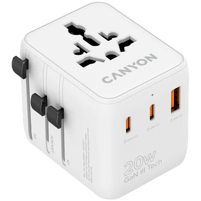 CANYON Travel Adapter OnTour 20 EU/UK/US/AUS 20W  White