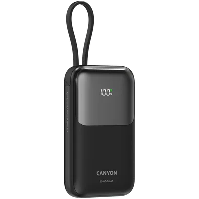 CANYON power bank OnPower 101 built-in cable 10000 mAh PD22.5W Black