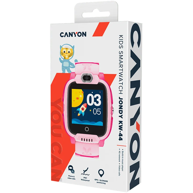 CANYON kids watch Jondy KW-44 4G Camera GPS Music Pink