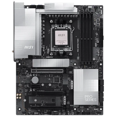 MSI PRO X870E-P WIFI, ATX, Socket AM5, 4x DDR5 Dual Channel DDR5 up to 8200(OC)MHz, 3x PCIe x16 slot, 3x M.2 slot, 4x USB 2.0, 2x USB 5Gbps, 2x USB 10Gbps, 1x 20Gbps Type-C, 1x 40Gbps Type-C, HDMI, 7.1 HD Audio, 5G LAN, WiFI 7, BT, 3Y