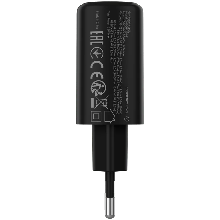 CANYON charger OnCharge 250 25W 1xPD 1xQC EU Black