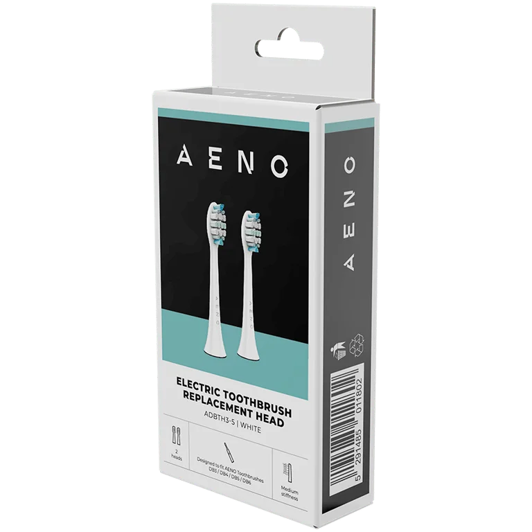 AENO Replacement toothbrush heads, White, Dupont bristles, 2pcs in set (for ADB0003/ADB0005 and ADB0004/ADB0006)
