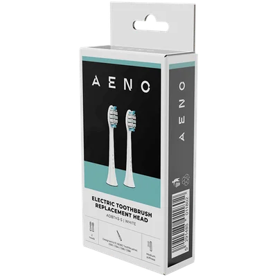 AENO Replacement toothbrush heads, White, Dupont bristles, 2pcs in set (for ADB0003/ADB0005 and ADB0004/ADB0006)