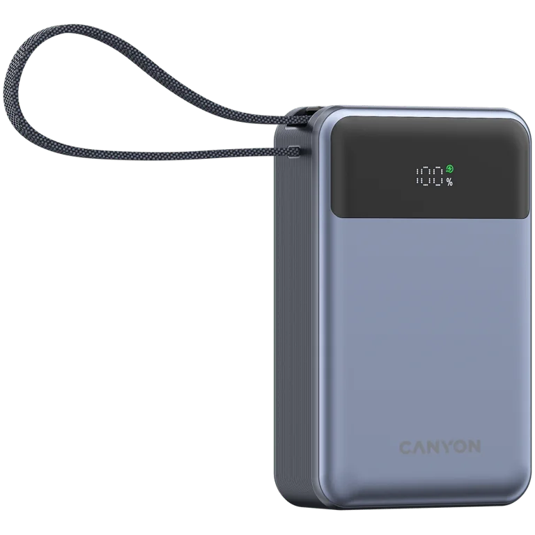 CANYON power bank OnPower 600 built-in cable 20000 mAh PD65W Dark Grey