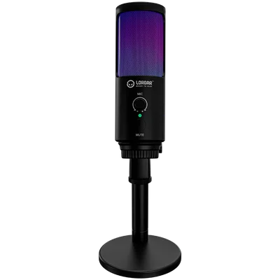 LORGAR SMP40, RGB Microphone with external mute button and metal stand, Black