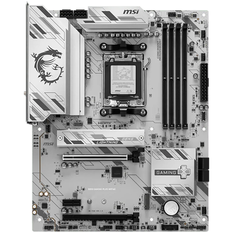 MSI B850 GAMING PLUS WIFI6E, ATX, Socket AM5, 4x DDR5 Dual Channel up to 8200(OC)MHz, 2x PCIe x16 slot, 2x M.2 slot, 4x USB 5Gbps, 3x USB 10Gbps, 1x USB 10Gbps Type-C, HDMI, DP, 7.1 HD Audio, 2.5G LAN, WiFI 6E, BT, 3Y