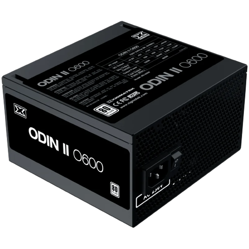Xigmatek Odin II 600W (Black, AC 230V, DF APFC, Black Cable, 80PLUS, 120mm Fan, EU Power Cord, Color Box)