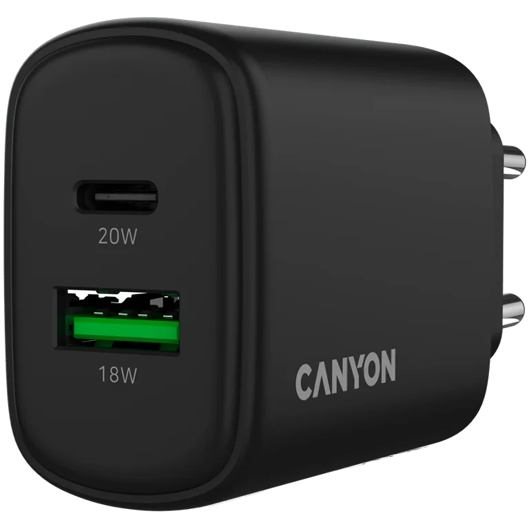 CANYON charger OnCharge 200 20W 1xPD 1xQC EU Black