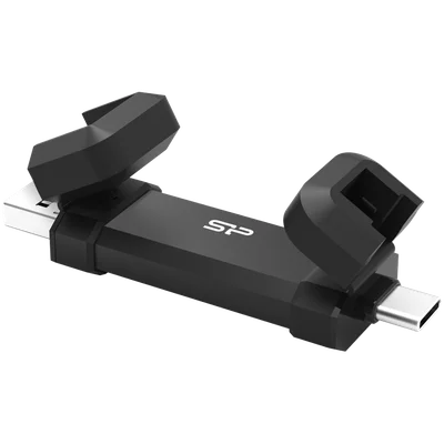 Silicon Power 1TB DS72 Dual USB-C/USB 3.2 Gen 2, Portable External SSD, Steam Deck and iPhone 15 Pro, R/W: up to 1050MB/s; 850MB/s, Black