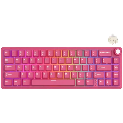 ROYAL KLUDGE R65 Berry Red Gaming Keyboard Cream Switch