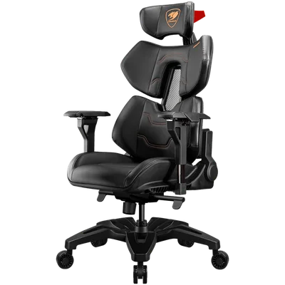 Гейминг стол COUGAR GAMING – TERMINATOR, алуминиева рамка, 4D регулируеми подлакътници, черен/оранжев