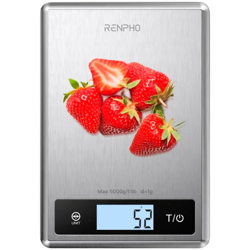 Кухненска везна RENPHO – Calibra 1 Stainless Steel, 5 кг, Bluetooth, сребриста