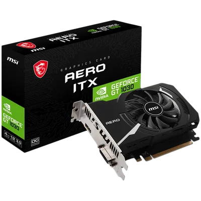 MSI Video Card Nvidia GeForce GT 1030 AERO ITX 4GHD4 OC, 4GB DDR4, 64-bit, 2100MHz Memory Speed, 1430MHz Boost, 384 CUDA Cores, 1x DVI-D, HDMI 2.1, 300W Recommended PSU, 3Y