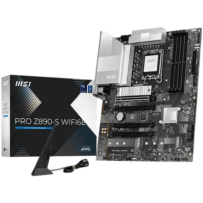MSI PRO Z890-S WIFI6E, LGA 1851, Dual Channel DDR5 up to 8800(OC)MHz, 4x PCIe x16 slots, 3x M.2 slot, 6x USB 3.2 Gen 1, 1x USB 3.2 Gen 2x2 Type-C, 1x HDMI, 1x DP, 2.5Gbps LAN, WIFI6E, 7.1 Audio, 3Y