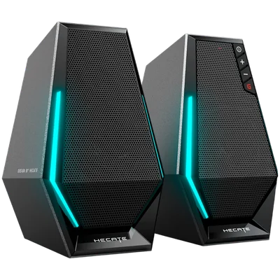 Edifier G1500 2.0 Audio System, BT V5.3, USB, AUX, 2.5-inch Drivers, RGB Lighting, 5W (RMS), Black