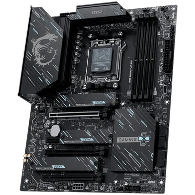 MSI X870E GAMING PLUS WIFI, ATX, Socket AM5, 4x DDR5 Dual Channel DDR5 up to 8200(OC)MHz, 3x PCIe x16 slot, 3x M.2 slot, 4x USB 2.0, 2x USB 5Gbps, 2x USB 10Gbps, 1x 20Gbps Type-C, 1x 40Gbps Type-C, HDMI, 7.1 HD Audio, 5G LAN, WiFI 7, BT, 3Y