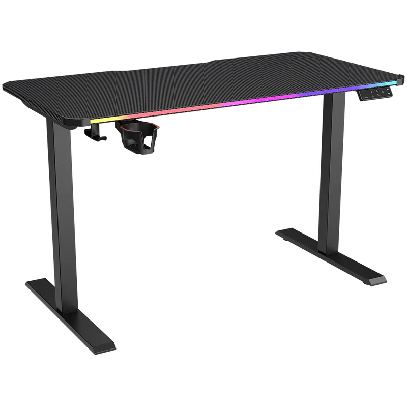 Гейминг бюро COUGAR GAMING – E-ARES 120, RGB осветление, електрическо регулиране на височината, 120x60 см, черен