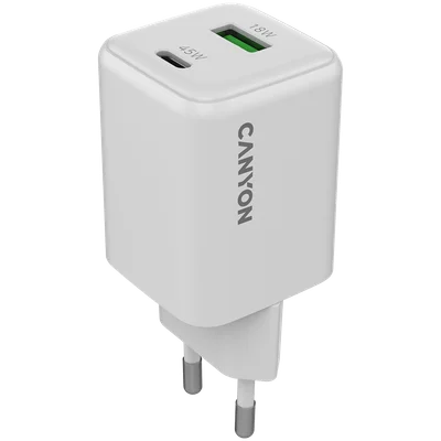 CANYON charger CU45AC GaN 45W 1xPD 1xQC EU White