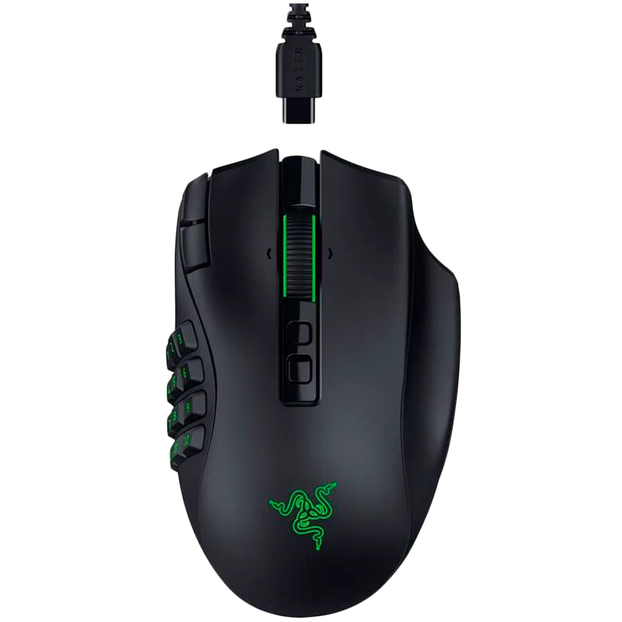 Гейминг мишка RAZER – Naga V3 Pro, безжична и кабелна, Razer Focus Pro 50K, 50000 dpi, програмируеми бутони, черна