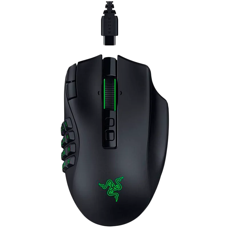 Гейминг мишка RAZER – Naga V3 Pro, безжична и кабелна, Razer Focus Pro 50K, 50000 dpi, програмируеми бутони, черна