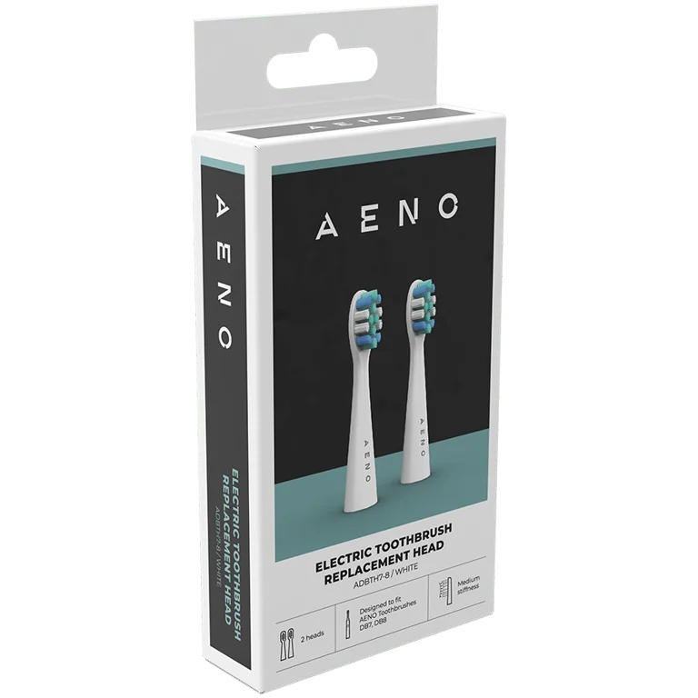 AENO Replacement toothbrush heads, White, Dupont bristles, 2pcs in set (for ADB0007/ADB0008)