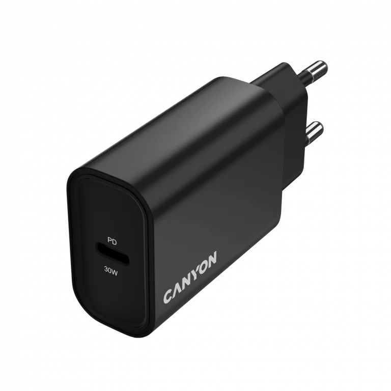 Захранващ адаптер CANYON OnCharge 30CL 30W USB-C EU Черен