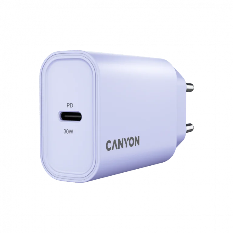 Захранващ адаптер CANYON OnCharge 30CL 30W USB-C EU Лилав
