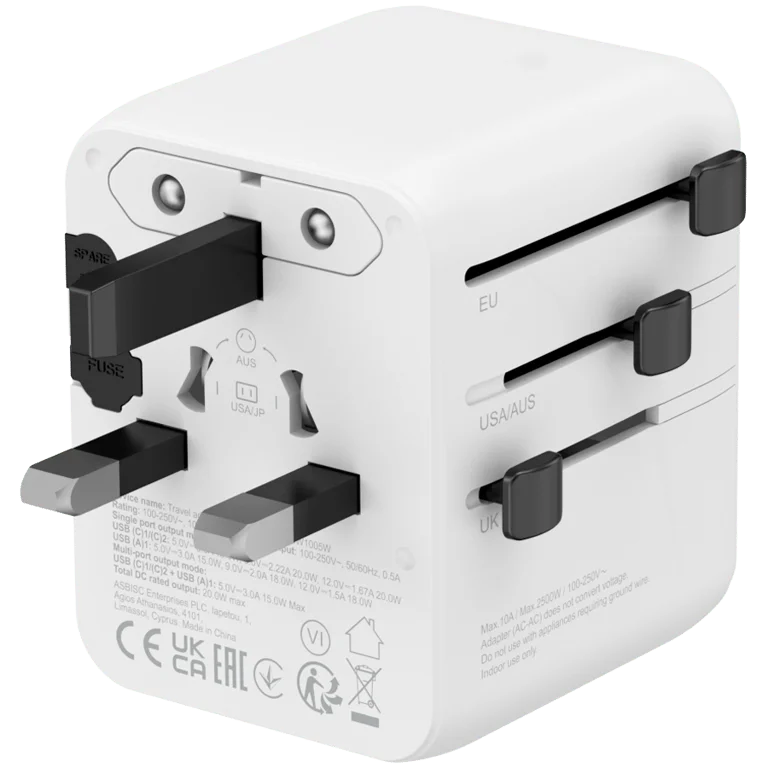 CANYON Travel Adapter OnTour 20 EU/UK/US/AUS 20W  White