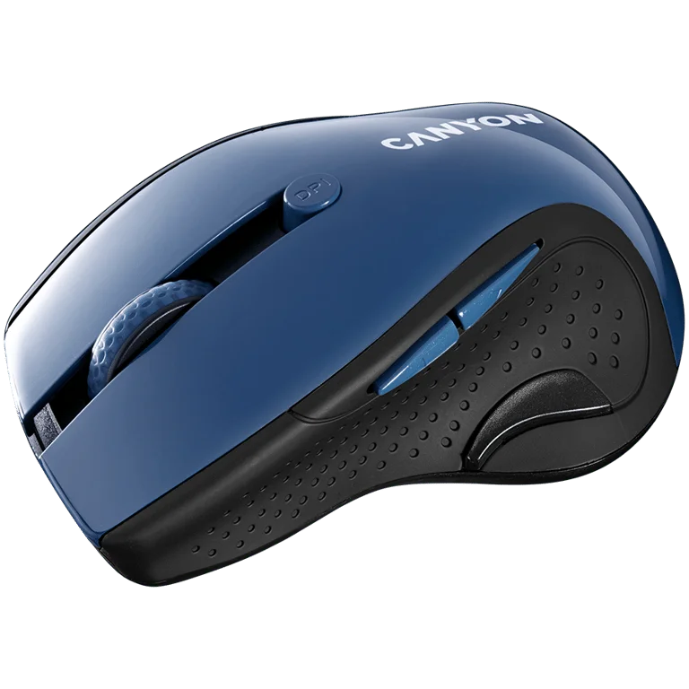 CANYON 2.4Ghz wireless mouse, optical tracking - blue LED, 6 buttons, DPI 1000/1200/1600, Blue Gray pearl glossy
