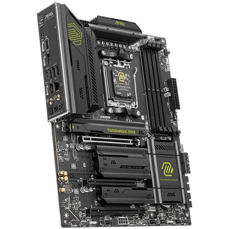 MSI MAG B850 TOMAHAWK MAX WIFI, ATX, Socket AM5, 4x DDR5 Dual Channel DDR5 up to 8400(OC)MHz, 3x PCIe 3.0 x16 slot, 4x M.2 slot, 4x USB 2.0, 1x USB 5Gbps, 2x USB 10Gbps, 3x USB 10Gbps Type-C, HDMI, 7.1 HD Audio, 5G LAN, WiFI 7, BT, 3Y