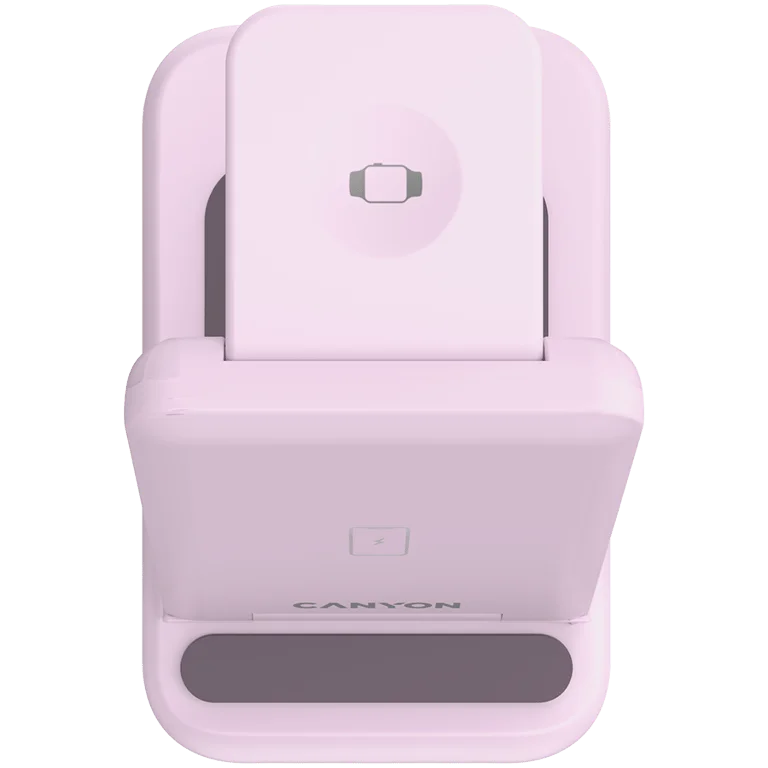Безжично зарядно устройство Canyon WS-304 15W 3-в-1 Iced Pink