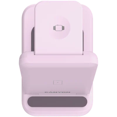 Безжично зарядно устройство Canyon WS-304 15W 3-в-1 Iced Pink