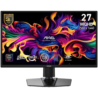 Монитор MSI MAG 272QP QD-OLED 26.5" WQHD 240Hz, G-SYNC, FreeSync Premium, HDR, регулируема стойка