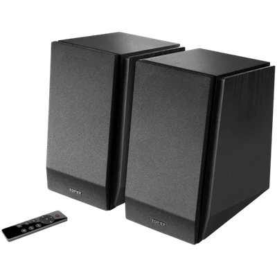 Edifier R1855DB 2.0 Bookshelf Speakers, BT V5.1, Optical, Coaxial, RCA, 0.75-inch Tweeters, 4-inch Drivers, Sub-Out, 70W (RMS), Control Knobs and Remote Control, Matte Black