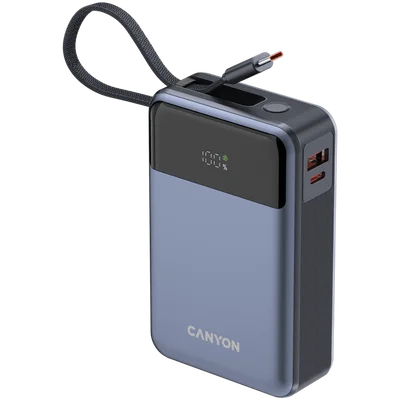 CANYON power bank OnPower 600 built-in cable 20000 mAh PD65W Dark Grey