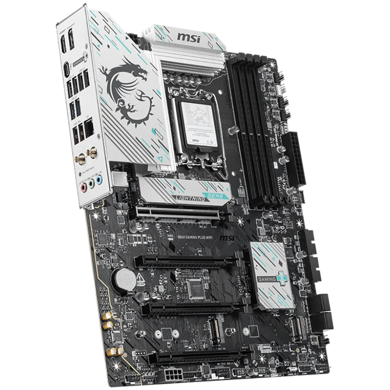 MSI PRO B860 GAMING PLUS WIFI, ATX, LGA 1851, 4x DDR5 Dual Channel DDR5 up to 8600(OC)MHz, 4x PCIe x16 slot, 3x M.2 slot, 4x USB 2.0, 2x USB 5Gbps, 2x USB 10Gbps, 1x USB 40Gbps Type-C, HDMI, DP, 7.1 HD Audio, 5G LAN, WiFi, BT, 3Y