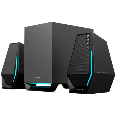 Edifier G1500 MAX 2.1 Audio System, BT V5.3, USB, AUX, 2.5-inch Drivers, 4-inch Subwoofer, RGB Lighting, 30W (RMS), Black