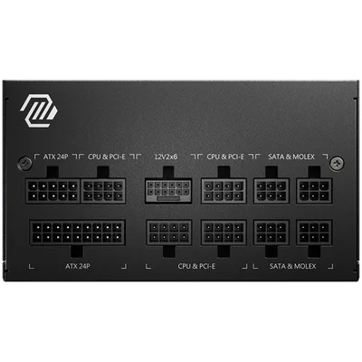 MSI MAG A750GL PCIE5, 750W, 80 Plus Gold, ATX Form Factor, 100~240 Vac Input Voltage, 47Hz ~ 63Hz Input Frequency, 120 mm Fan, 140 x 150 x 86mm, Active PFC, OCP, OVP, OPP, OTP, SCP, UVP, ATX, 2xEPS, 4XPCi-E, 8xSATA, 4xMOLEX, 1xFDD, 7Y