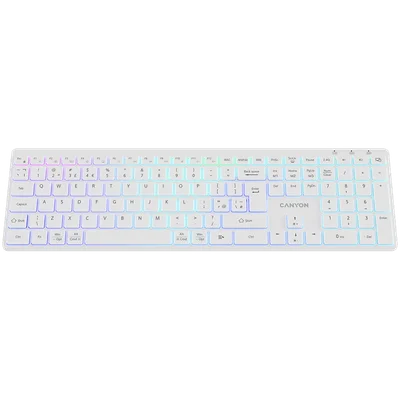 Клавиатура CANYON HKB-W11 безжична RGB Dual Mode UK/US, бяла