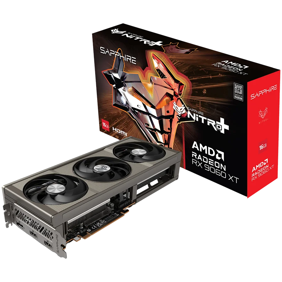 Видео карта SAPPHIRE – NITRO+ AMD RADEON RX 9060 XT GAMING OC, 16GB GDDR6, Dual HDMI/DP